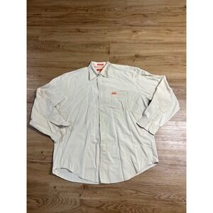 Faconnable Jeans Button Down Shirt Mens L White 100% Cotton Long Sleeve France.